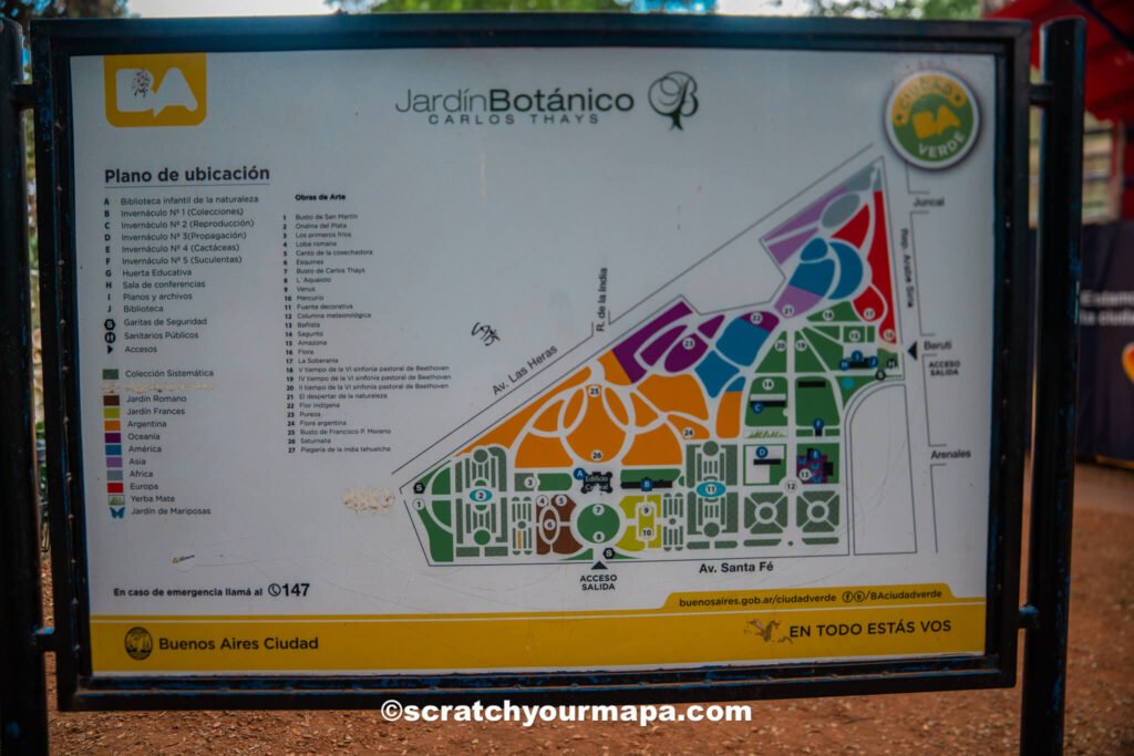 map of the Buenos Aires Botanical Gardens